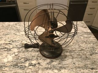 Vintage Ge General Electric 272917 - 1 Fan 10” Oscillating 3 Blade Brass