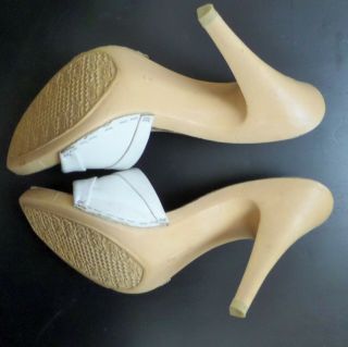 Vintage 1980 ' s Candies White Leather High Heel Slide Shoes Size 9 3