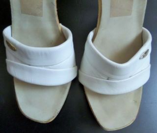 Vintage 1980 ' s Candies White Leather High Heel Slide Shoes Size 9 4