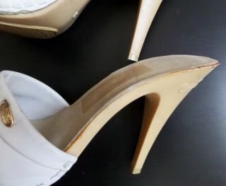 Vintage 1980 ' s Candies White Leather High Heel Slide Shoes Size 9 6