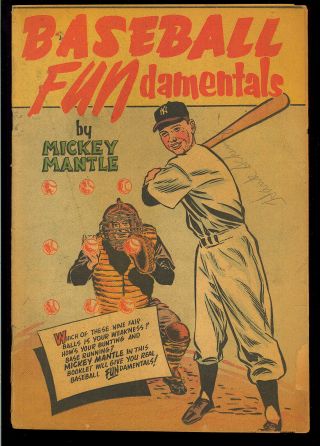 Baseball Fundamentals By Mickey Mantle Nn Rare Not In Guide Yankees 1953 Gd - Vg