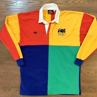 Vintage Rugby Shirt Mens M Canterbury Zealand Olympics Color Block Rare