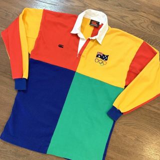 Vintage Rugby Shirt Mens M Canterbury Zealand Olympics Color Block RARE 4