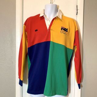 Vintage Rugby Shirt Mens M Canterbury Zealand Olympics Color Block RARE 5