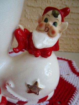 VINTAGE RARE LARGE CERAMIC CHRISTMAS BOOT WITH 3 BABY PIXIE ELF ' S 3