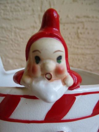 VINTAGE RARE LARGE CERAMIC CHRISTMAS BOOT WITH 3 BABY PIXIE ELF ' S 5