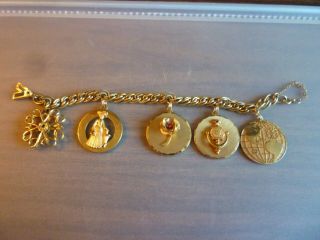 Vintage 12k Gold Filled Bracelet 7 1/2 " & 5 Ea 10 K Gf Presidents Club Charms