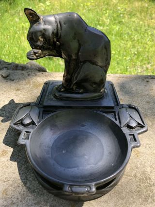Vintage Pompeian Bronze Co Art Deco Style Panther Ash Matches Tray Statue Pewter