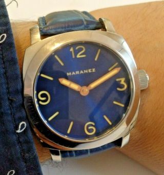 Maranez Layan Steel Blue Sunray Dial Vintage Inspired Diver Watch Automatic 43mm