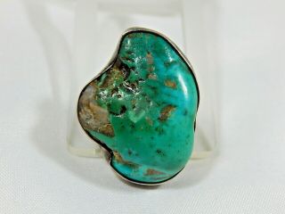 Vtg Signed Sterling By Hector Awesome Natural Turquoise Big Bold Ring S6