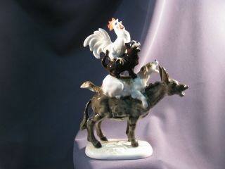 Vtg Hutschenreuther Bremen Town Band Animals Figurine - Marked,  Orig Label 1