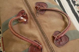 VINTAGE 1960 ' s LL BEAN Canvas / Leather Handles Duffle Bag 24 x 14 x 12 Military 2