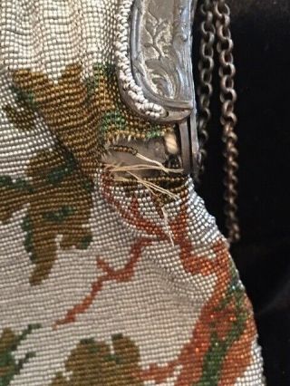 Antique Victorian Micro - Beaded Purse Handbag featuring Man Woman Pastoral Scene 5