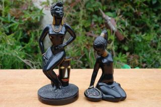 Vintage African Lady Sculptures By Hermann Löhnberg 
