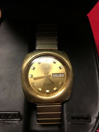 Vintage Bucherer 1888 Weekday Automatic Gold Watch