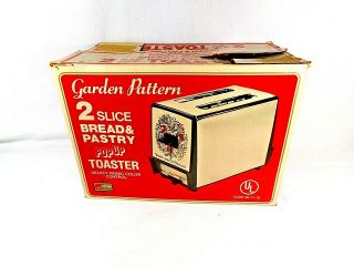 Vintage Spice Of Life Pattern Toaster Garden Pop Up 2 Slice Nos Old Stock