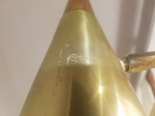 Vtg Mid Century Modern POLE LAMP Floor Light 3 Cone Atomic Metal Brass 4