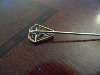 VINTAGE ART DECO 14K GOLD STICK PIN,  FILIGREE TRIANGLE with SMALL STONES 4