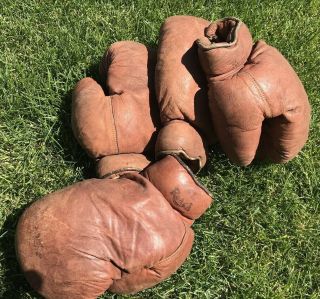 Pair Antique Aj Reach Boxing Gloves Large Vintage