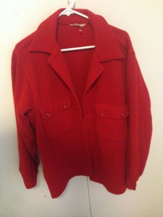 Bsa Boy Scouts America Vtg 50s 60s Red Wool Jacket Coat Bakelite Buttons Mens Xl