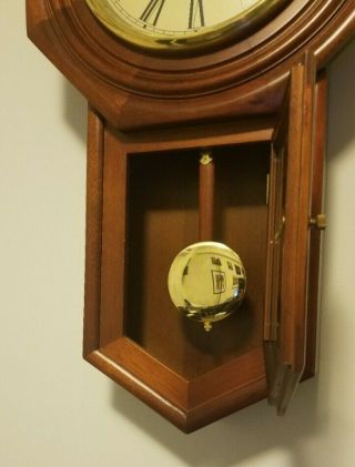 Vintage Waltham Regulator 31 Day Chime Wooden Wall Clock w/ Key 5