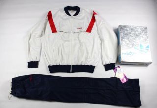Vtg 80s Adidas Mens Large Spell Out Trefoil 2 Piece Run Dmc Track Suit Usa