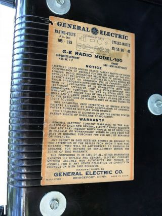 General Electric vtg Radio Model - 100 Bakelite Antique Shelf Tubes, 8