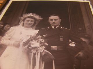 WW2 German Panzer Tank Crewman (with beret) Wedding Photo RPPC WWII 2