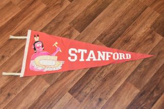 Vintage Stanford University Native American Indian Logo Football Pennant Flag 2