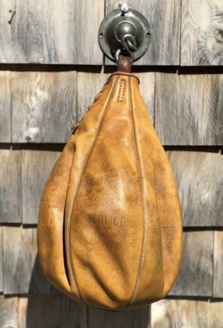 Vintage MacGrevor G483 Tan Leather Boxing Bag Punching Speed Bag Made In The USA 3