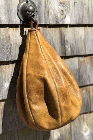 Vintage MacGrevor G483 Tan Leather Boxing Bag Punching Speed Bag Made In The USA 4