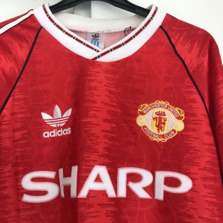 Rare Vintage Adidas Manchester United Football Shirt 1990/91 Season 2