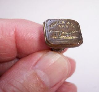 Antique Victorian Bronze Intaglio Wax Seal Pocket Watch Fob God Speed The Plough