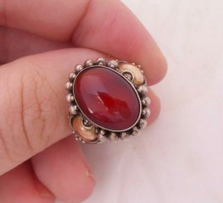14ct Gold Silver Carnelian Ring,