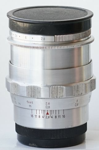 Rare Early Silver Carl Zeiss Jena f/2.  8 80mm Biometar Red T 12 - blades M42 9