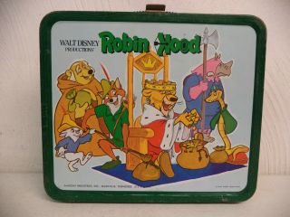 VINTAGE ALADDIN INDUSTRIES DISNEY ROBIN HOOD METAL LUNCHBOX WITH THERMOS 2