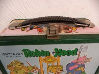 VINTAGE ALADDIN INDUSTRIES DISNEY ROBIN HOOD METAL LUNCHBOX WITH THERMOS 3