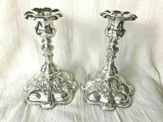 Danish Silver Plated Ornate Candlesticks By Cohr