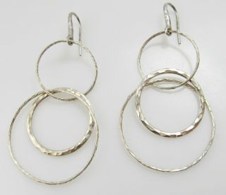 Paloma Picasso Tiffany & Co Hammered Hoop Drop Earrings Sterling Silver Vintage