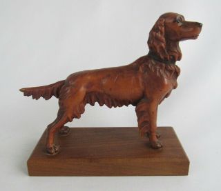 Vintage Anri Italy Carved Wood Irish Setter Dog Figurine - Fabulous