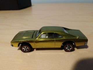 Hot Wheels Custom Dodge Charger Yellow Redline Mattel Vintage 1968 Great Car 3
