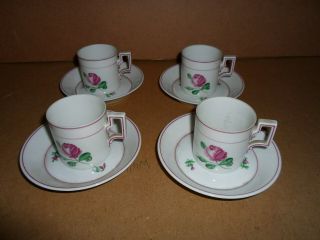 Vintage Art Deco Design Augarten Wien Austria Porcelain Coffee Cups & Saucers