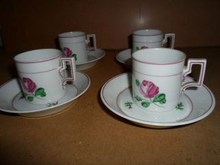 Vintage Art Deco Design Augarten Wien Austria Porcelain Coffee Cups & Saucers 2