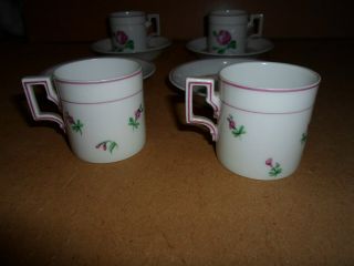 Vintage Art Deco Design Augarten Wien Austria Porcelain Coffee Cups & Saucers 3