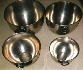 Vintage Revere Ware Stainless Steel Mixing Bowls O Hanging Rings Set Of 4