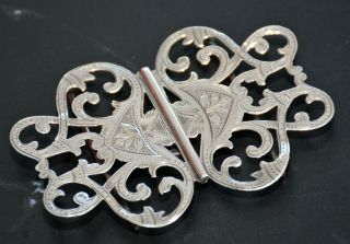 Ladies Antique Edwardian 925 Sterling Solid Silver Nurses Belt Buckle C.  1902