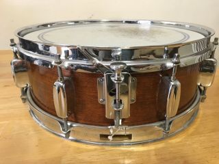 Vintage ROGERS MONITOR SNARE DRUM Mahogany wood shell W@W 14 x 5 CLEVELAND 8 LUG 2