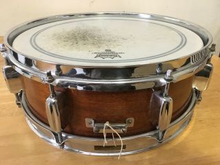 Vintage ROGERS MONITOR SNARE DRUM Mahogany wood shell W@W 14 x 5 CLEVELAND 8 LUG 3