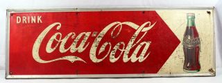 Large Vintage 1954 Coca Cola Bottle Soda Pop Bottle Gas Station Metal Sign 54 "