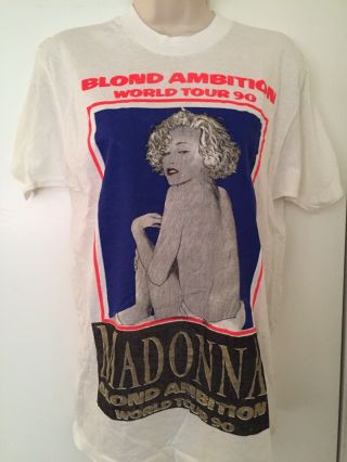 Unlicensed Vintage 1990 Madonna Blond Ambition Concert T - Shirt L.  A.  Coliseum Ca